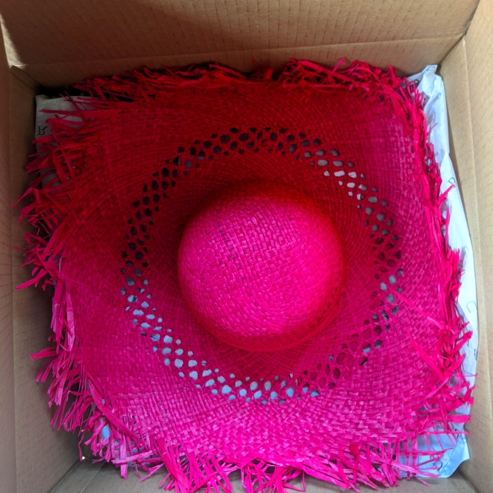 Fuschia Raffia Hat
